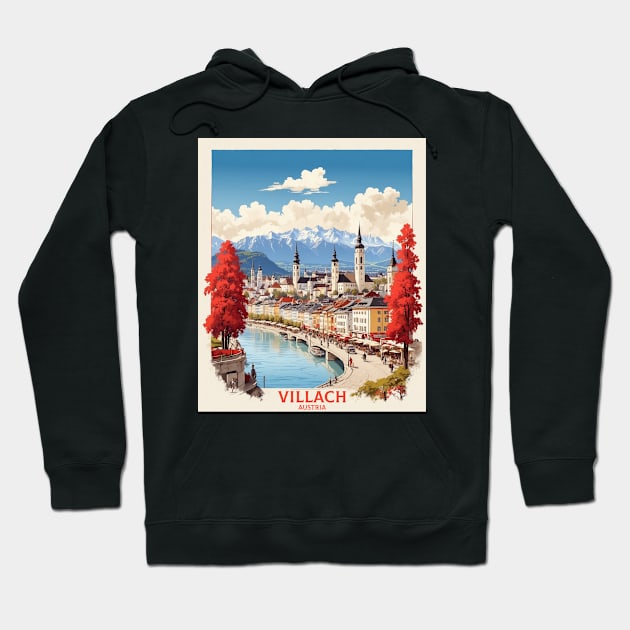 Villach Austria Vintage Travel Poster Tourism Hoodie by TravelersGems